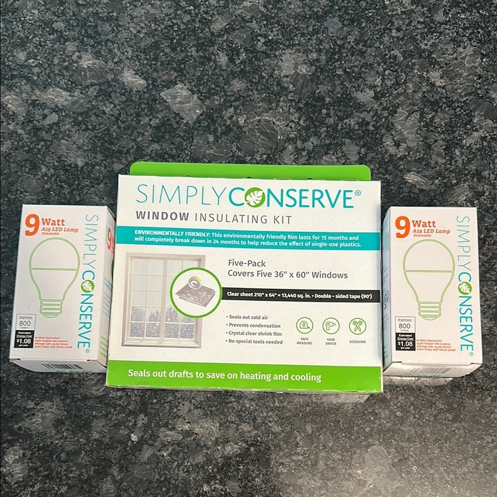 Simply Conserve Window Insulating Kit with TWO 9 watt LED Bulbs - Conserve Energ